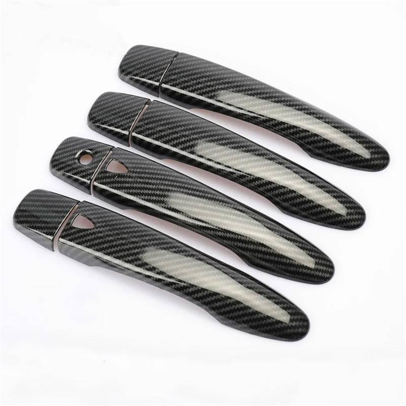 Auto Außentürgriff Fahrertür CARBON FIBER CHROME TÜRGRIFF ABDECKUNG FANGKAPPE ZIERLEISTE ZUBEHÖR/Fit for Renault/Fit for Samsung QM6 2016-2020(Black 2 buttons) von YTRAVHI