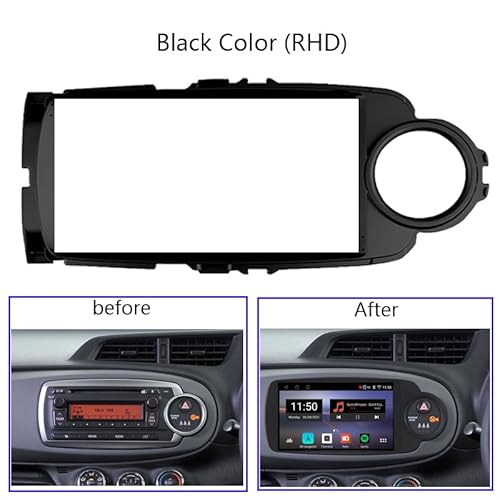 Autoradio Radioblende Doppel 2-Din-Autoradio-Blende/Passend for Toyota Yaris 2012-2017, Auto-Stereo-Audio-Player, DVD-Panel, Armaturenbrett-Kit, Rahmen, Mittelkonsolenhalter Autoradio Radioblende Do von YTRAVHI