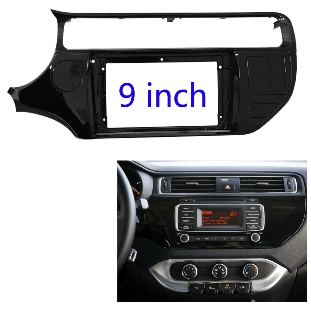 Autoradio Radioblende Doppel 2Din 1Din Auto-CD-DVD-Rahmen Audio-Montageadapter Armaturenbrettverkleidung 9 Zoll/Passend for Kia Rio 2015 16 17 Doppel-Din-Radio-Player Autoradio Radioblende Doppel von YTRAVHI