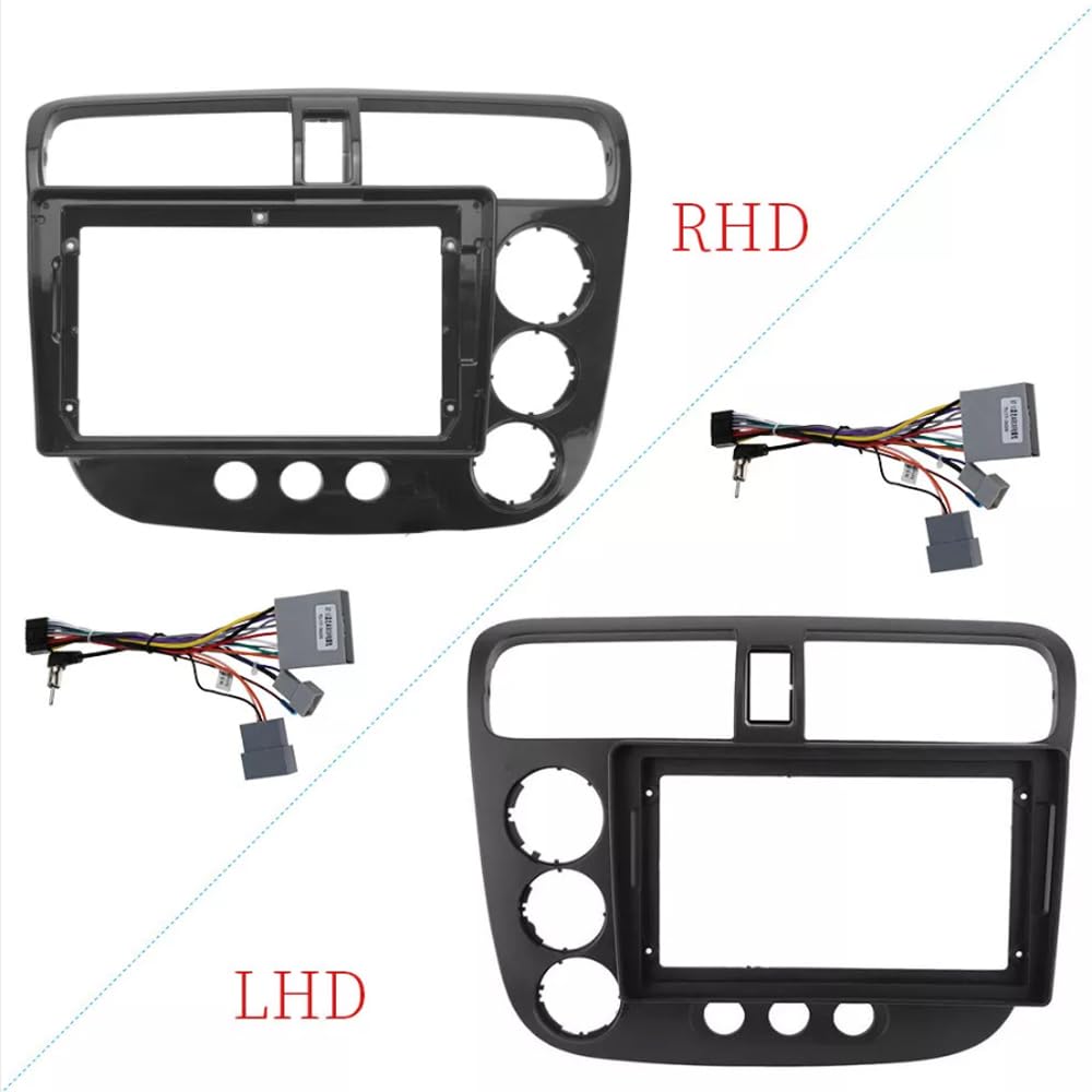 Autoradio Radioblende Doppel 9 Zoll 2 Din Android MP5 Auto DVD Rahmen Audio Fitting Adapter Dash Trim Kits planel/Fit for Honda CIVIC 2000-2006 stereo Autoradio Radioblende Doppel(Frame RHD) von YTRAVHI