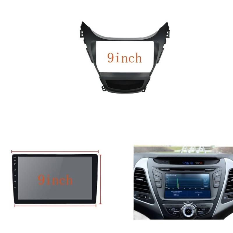 Autoradio Radioblende Doppel 9-Zoll-Auto-Blendenverkleidungssatz/Passend for HYUNDAI Elantra 2012-2019, Doppel-DIN-DVD-Blendenrahmen, Audio-Einbauadapter, Armaturenbrett Autoradio Radioblende Doppel von YTRAVHI