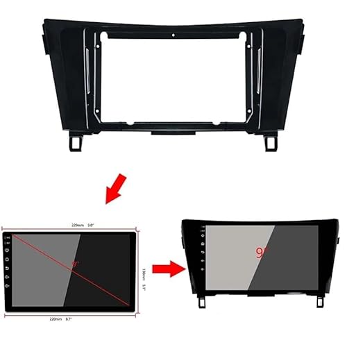 Autoradio Radioblende Doppel 9-Zoll-Autoblende/Passend for Nissan Qashqai X-Trail 2015 16 17 2018 Blendenverkleidung Audiomontage In-Dash 2Din Autoradio-Rahmen-Adapter-Kit Autoradio Radioblende Doppel von YTRAVHI