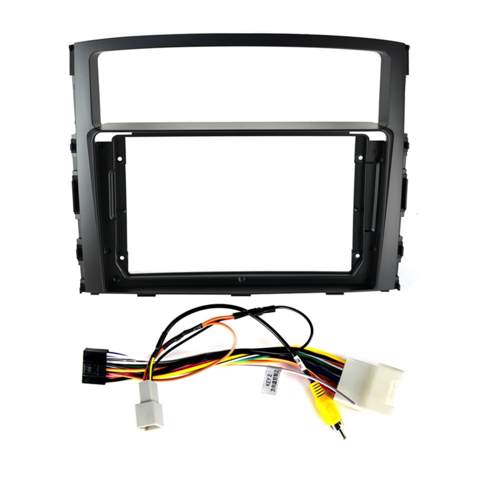 Autoradio Radioblende Doppel 9-Zoll-Autoradio-Blendenrahmen/Passend for Mitsubishi Pajero 4 V80 V90 V93 V97 2006-2016 Audio-Installation Dash Frame Mount Kit Panel Frame Autoradio Radioblende Doppel von YTRAVHI