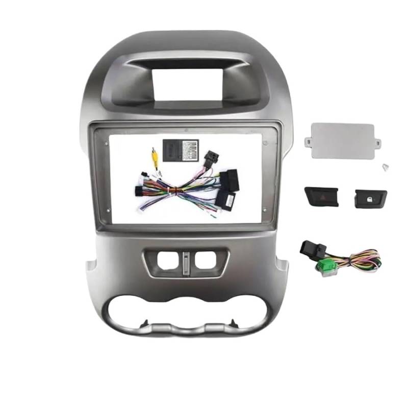 Autoradio Radioblende Doppel 9-Zoll-Autorahmen-Blendenadapter Canbus-Box-Decoder Android Radio Audio Dash Fitting Panel Kit/Passend for Ford Ranger F250 2011-2015 Autoradio Radioblende Doppel(Silver von YTRAVHI