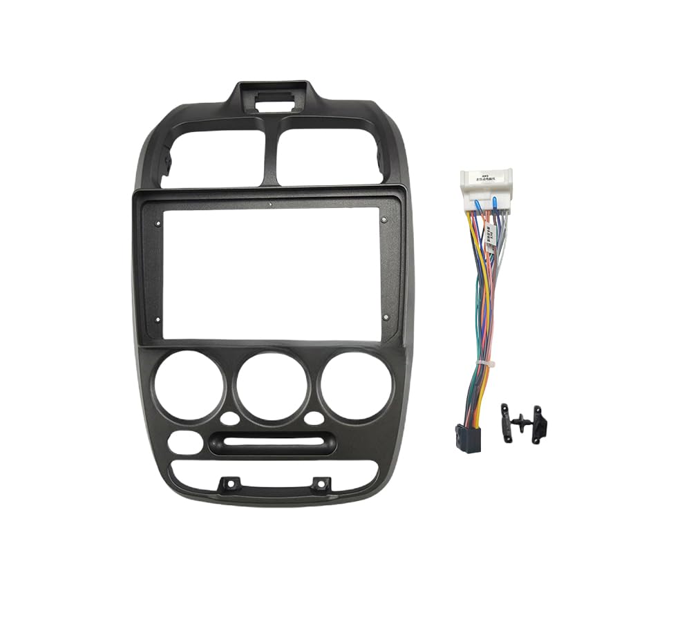 Autoradio Radioblende Doppel 9-Zoll-Autorahmen-Faszienadapter Android Radio Dash Fitting Panel Kit/Passend for Hyundai Aaccent Verna 1999-2004 Autoradio Radioblende Doppel(Frame Cable) von YTRAVHI