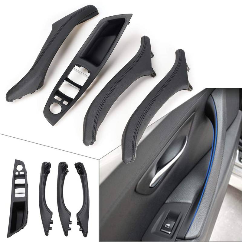 Türgriff innen, Auto Ersatz Türgriff Innen Rechts 4 STÜCKE Auto-Innentürverkleidung Zuggriff Leder/Passend for BMW F10 F11 F18 5er 520D/I 2010 2011 2012 2013 2014 2015 2016 2017 LHD(Black) von YTRAVHI