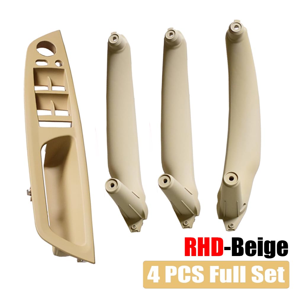 Türgriff innen, Auto Ersatz Türgriff Innen Rechts Beige/Schwarze Armlehne, Auto-Fahrersitz vorne, LHD, RHD, Innentürgriff, Innenverkleidung, Zugverkleidung/Passend for BMW E70 E71 X5 X6(RHD Beige 4P von YTRAVHI