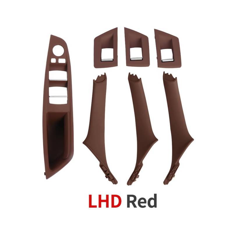 Türgriff innen, Auto Ersatz Türgriff Innen Rechts LHD RHD 7 Farben Beige Schwarz Carbon Fiber Auto Innen Türgriff Ziehen 7 PCS Set/Fit for BMW 5 Series F10 F18 523 525 528(LHD Red) von YTRAVHI