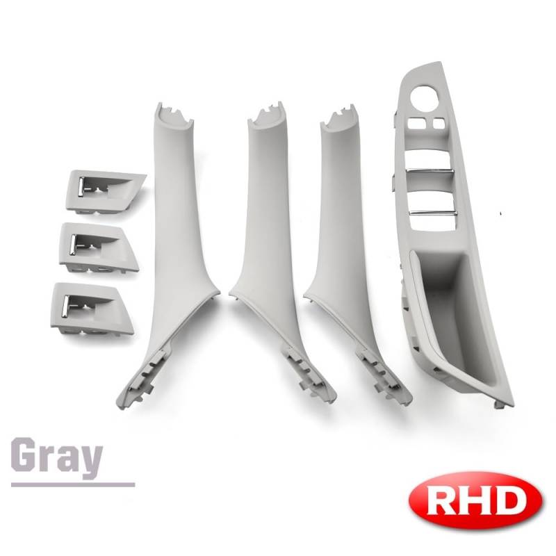 Türgriff innen, Auto Ersatz Türgriff Innen Rechts RHD Rechtslenker Auto-Innenausstattung, Armlehne, Türgriff, Ersatz, 7-teiliges Set/Passend for BMW 5er F10 F11 520i 523i 525i 528i 535i(Gray-set) von YTRAVHI