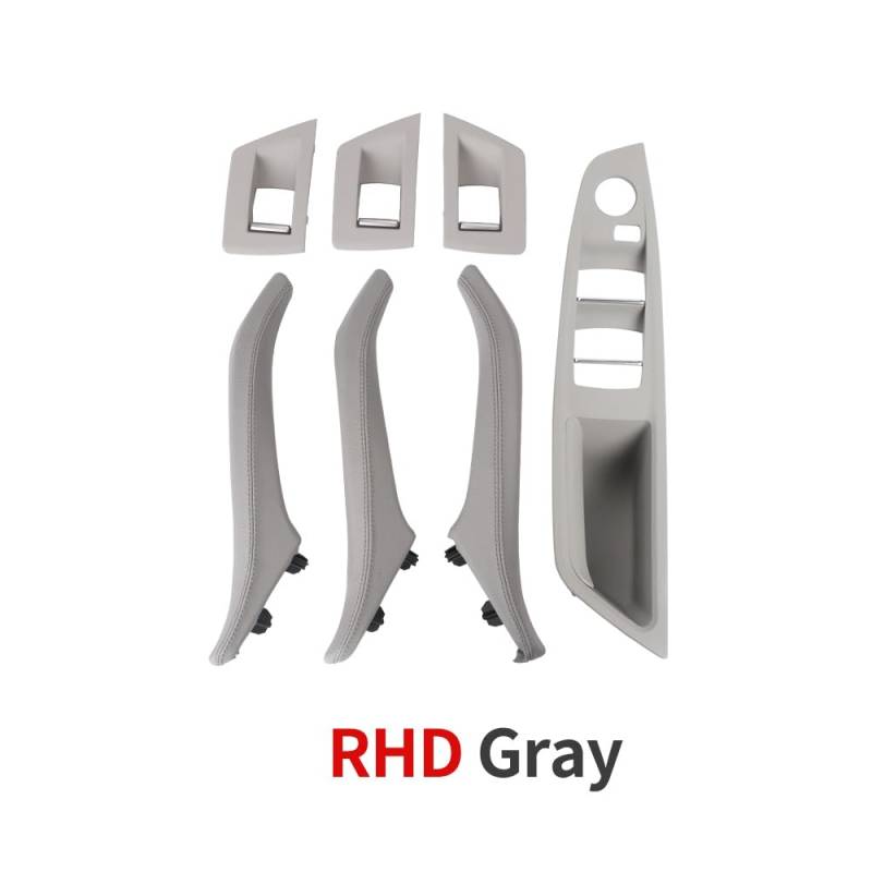 Türgriff innen, Auto Ersatz Türgriff Innen Rechts Rechter Griff, Fahrer-Innentürgriff, Ledergriff, Armlehnenverkleidung ohne Spiegelklappknopf/Passend for BMW 5er F10 F11(RHD Gray) von YTRAVHI