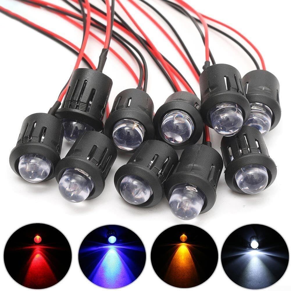 10 mm wasserklare vorverdrahtete LED-Leuchtmittel, 10 Stück, Konstantlicht, 12 V, Rot/Weiß/Blau/Gelb (Gelb) von YUANGANG