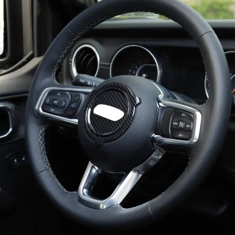 Lenkradringabdeckung für Jeep Wrangler JL 2018 2023 Kohlefaser von YUANGANG