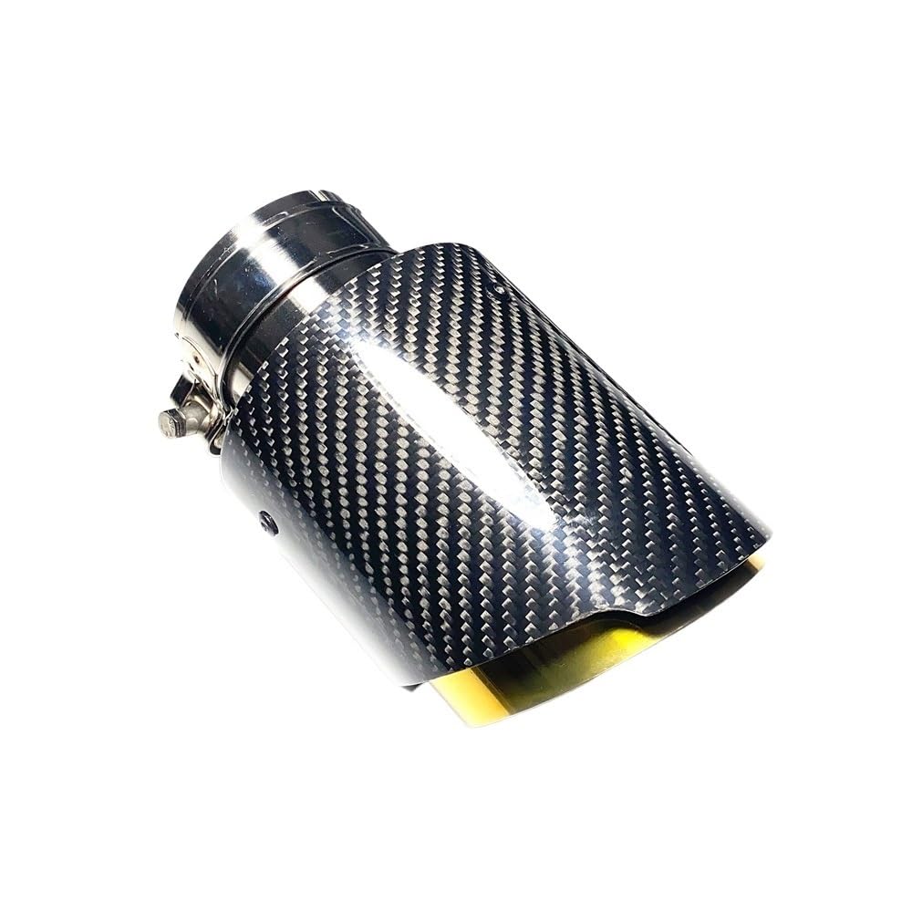 Auspuffblenden Carbon Schalldämpfer Spitze Auspuff System Universal Edelstahl Gold Auspuff Schalldämpfer Rohr Auspuffblende(ID 51mm-OD 89mm) von YUANXIAO