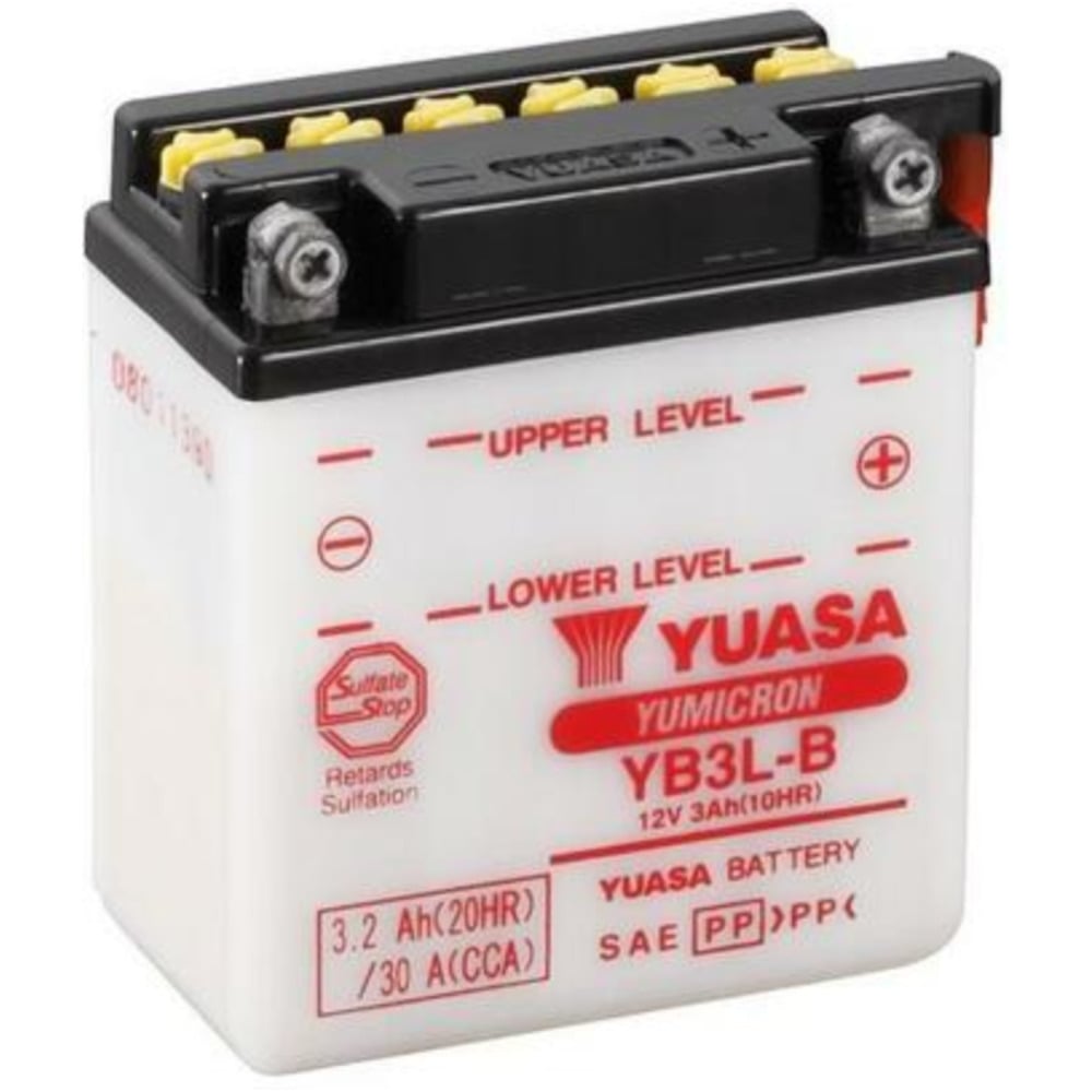 Yuasa konventionelle batterie ohne säurepack - yb3l-b für yamaha dt125, dt200, dt80 kawasaki kh125 von YUASA