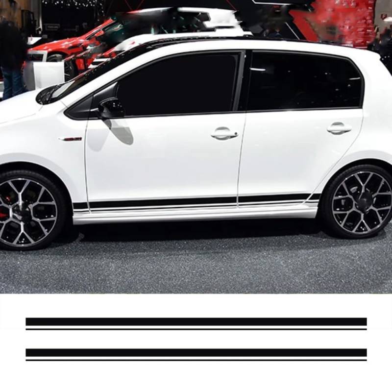 2 STÜCKE Auto Seitenstreifen Aufkleber Vinyl Film Auto Dekoration Aufkleber, für VW Golf Polo Automobil Auto Tuning Zubehör von YUBEIER