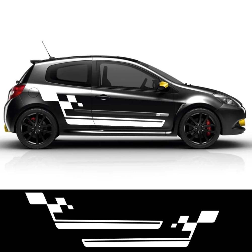 2Pcs Auto Aufkleber, für Renault Clio RS R.S. V6 18 4 5 Side Door Skirt Racing Style PVC Vinyl Film Aufkleber Auto Tuning Zubehör von YUBEIER