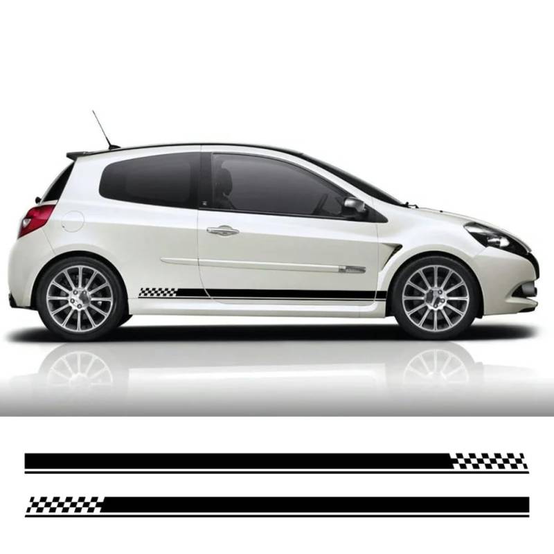 2Pcs Auto Seitenschweller Aufkleber, für Renault Clio V6 RS R.S. MK3 MK4 Seitentür Streifen Stil PVC Film Aufkleber Auto Tuning Zubehör von YUBEIER