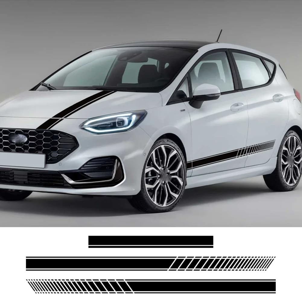 Auto Tür Seite Motorhaube Aufkleber, für Ford MK7 MK8 MK5 MK6 ST 3PCS Vinyl Film Aufkleber DIY Streifen Sport Styling Auto Zubehör von YUBEIER