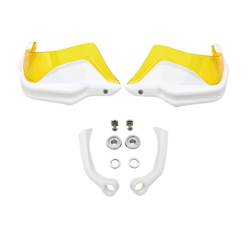 Motorrad Handschützer Für G310GS 2017-2023 Motorrad Handprotektoren Schild Wachen Windschutzscheibe Hand Wind Schutz Motorrad-Lenkerhandschützer(White Yellow Set) von YUCHUJCGSS