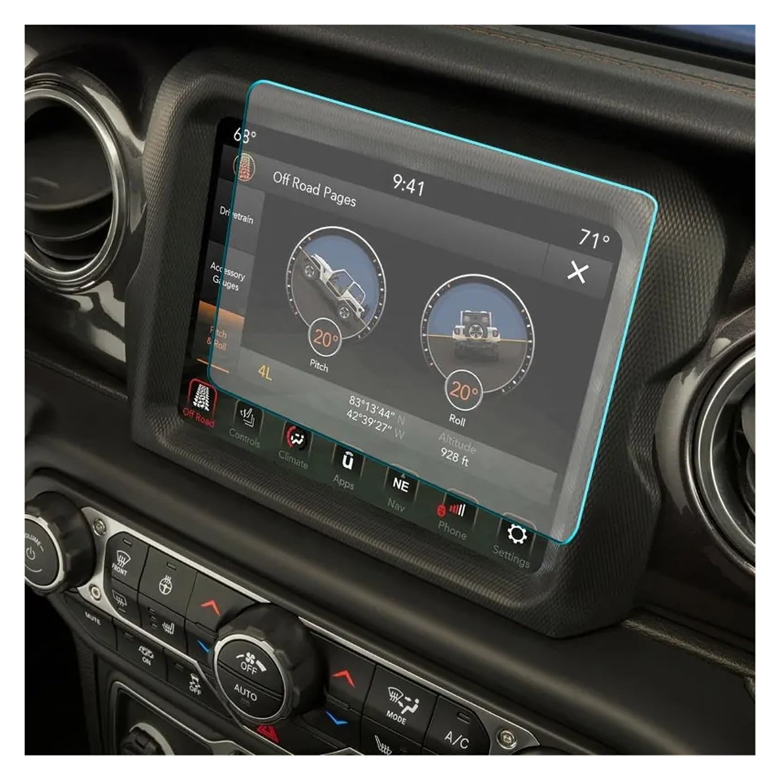 Navigation Displayschutzfolie Für Jeep Für Wrangler JL Für Gladiator JT 2018-2023 Gehärtetes Glas Film 8,4 Zoll Auto Navigation Touch Screen Protector Auto Innen Navigation Schutzfolie von YUCHUJCGSS