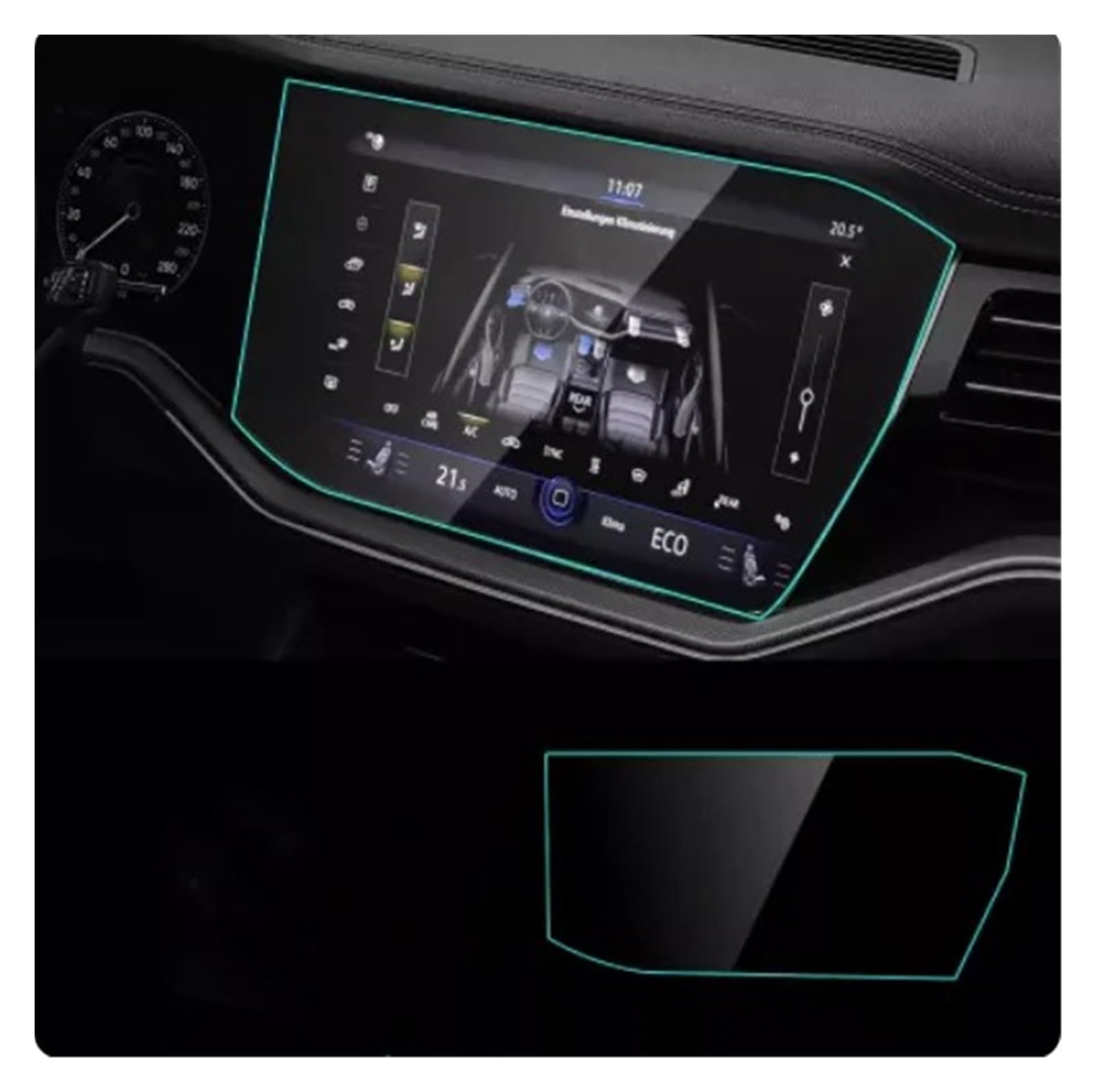 Navigation Displayschutzfolie Für VW Für Touareg 2019 2020 Auto GPS Navigation Film LCD Bildschirm Gehärtetes Glas Schutz Film Anti-Scratch Innen Refit Navigation Schutzfolie(1pcs) von YUCHUJCGSS