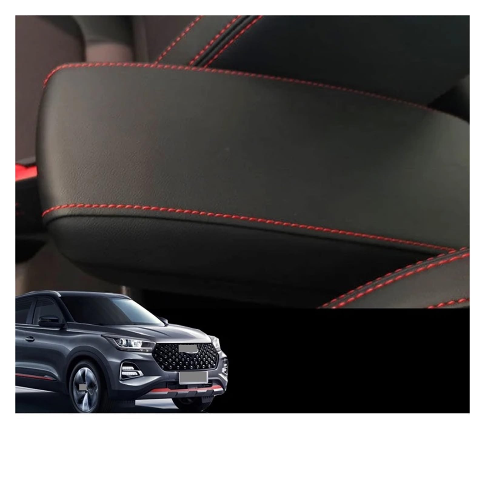 PanelMittelkonsole Für Chery Für Tiggo 4 Für Pro 2022 2023 Car Center Control Armlehne Box Mikrofaser Leder Trim Cover Zubehör Auto Mittelkonsole Dekor(Red) von YUCHUJCGSS