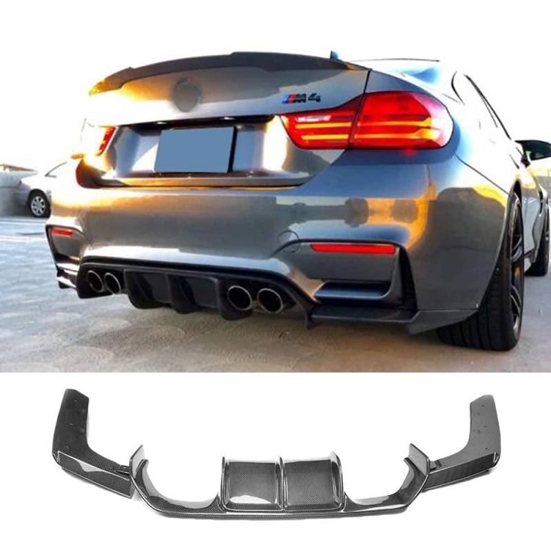 Yucss Kohlefaser-Auto-Heckstoßstangenlippen-Spoiler, Diffusor für F80 M3 F82 F83 M4 14–19 Standard Cabrio Heckdiffusor von YUCSS