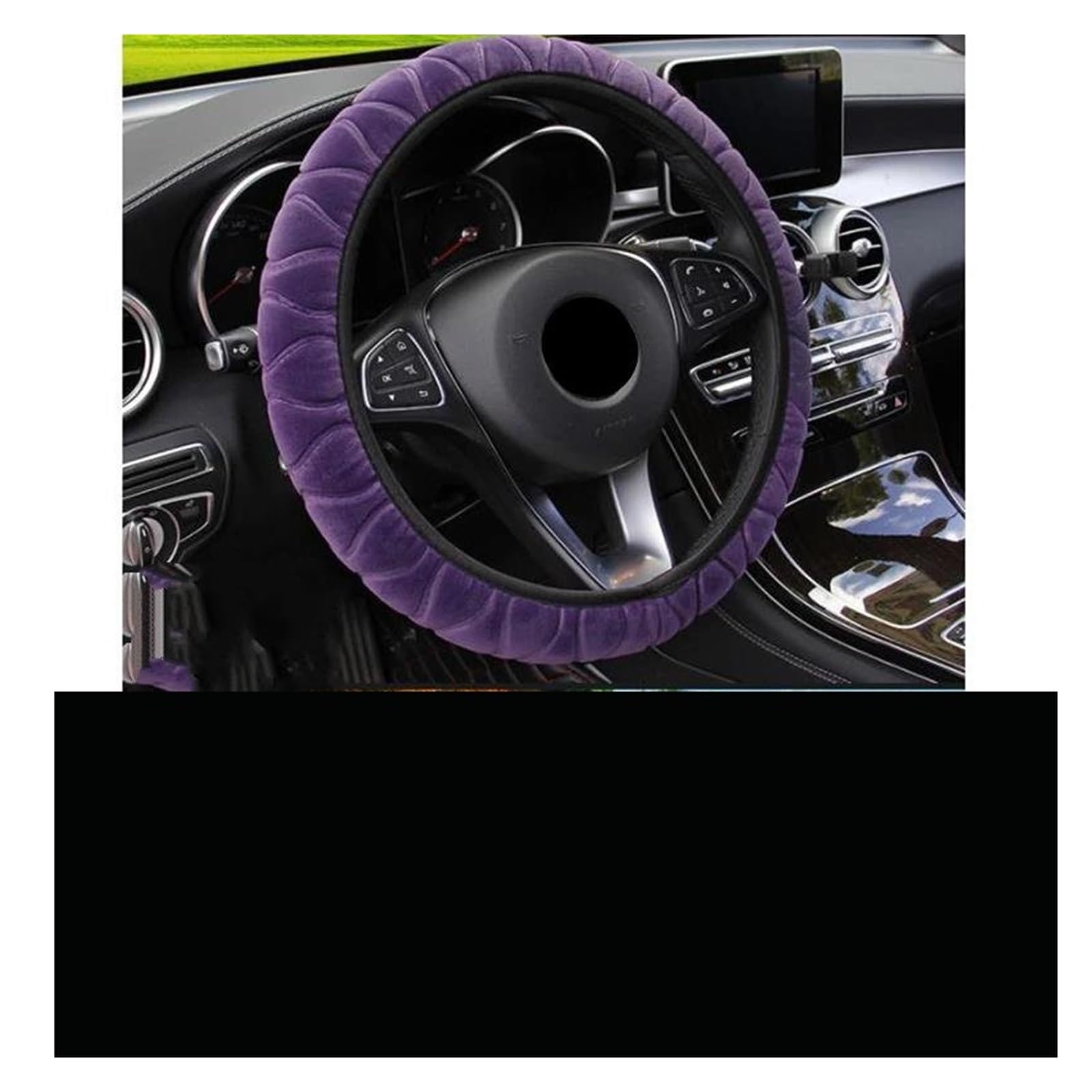 Auto-Lenkradabdeckung, Auto-Lenkradbezug, universell, 37 – 39 cm, Auto-Lenkradbezüge, superweicher Plüsch, elastisches Auto-Innenzubehör(Purple) von YUEKOPOU