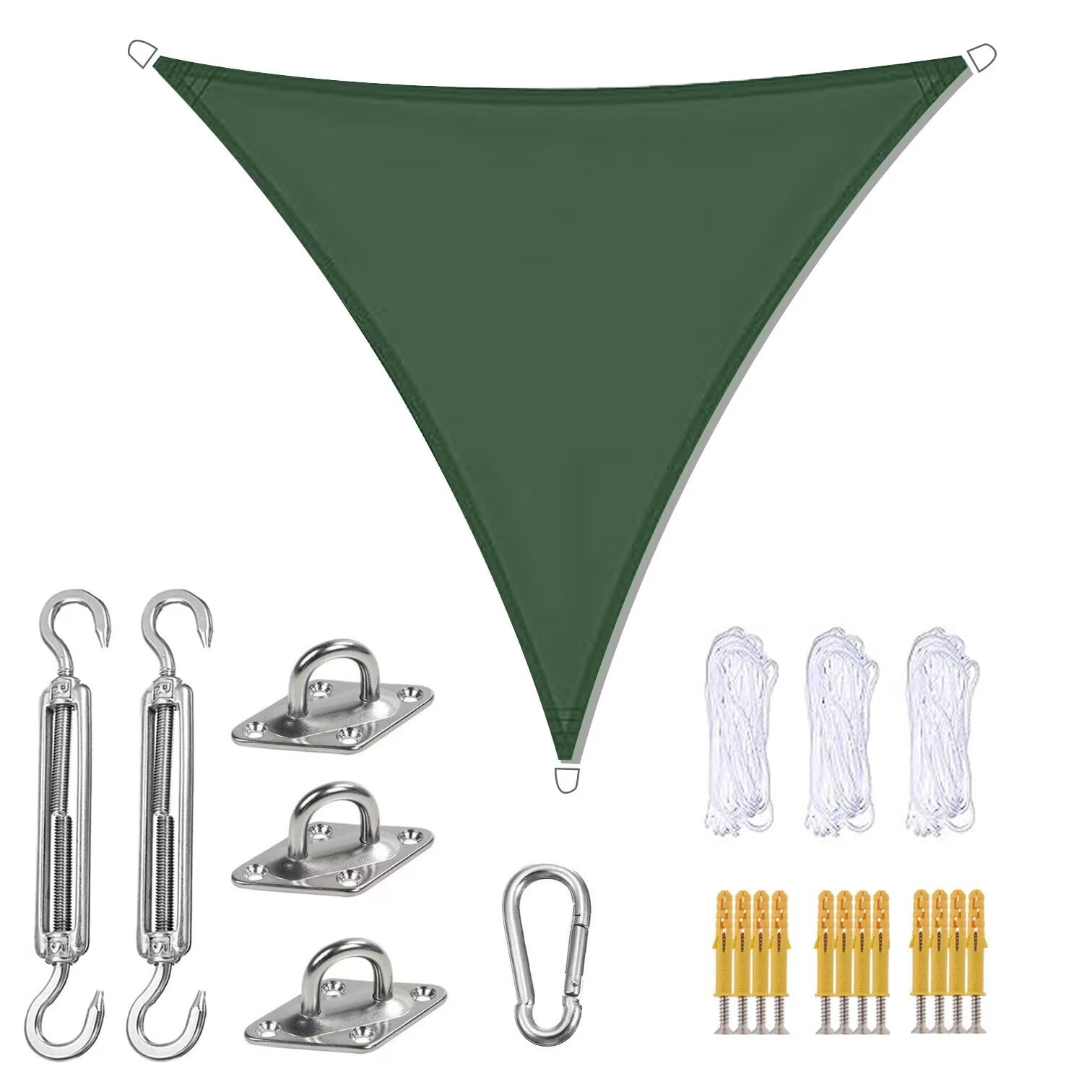 Gartensegel, Sonnensegel mit Seil, Sonnensegel mit Seil, dreieckiges Sonnensegel, Garten-Terrassen-Pool-Sonnensegel,(Dark Green,2x2x2m) von YUEKOPOU