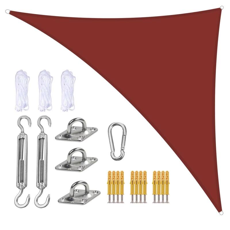 Gartensegel, Sonnensegel mit Seil, Sonnensegel mit Seil, dreieckiges Sonnensegel, Garten-Terrassen-Pool-Sonnensegel,(Iron Red,3x3x4.3m) von YUEKOPOU