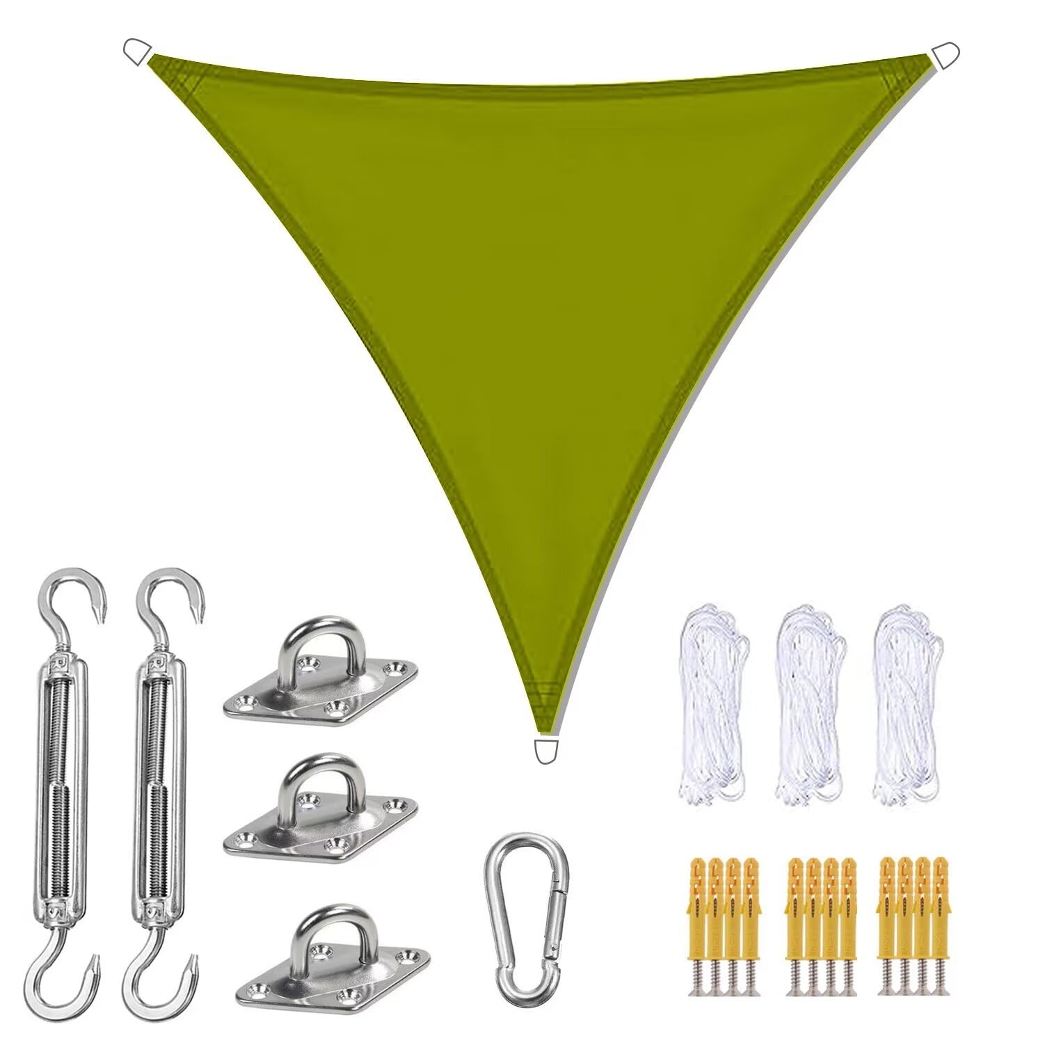 Gartensegel, Sonnensegel mit Seil, Sonnensegel mit Seil, dreieckiges Sonnensegel, Garten-Terrassen-Pool-Sonnensegel,(Yellow Green,4.5x4.5x4.5m) von YUEKOPOU