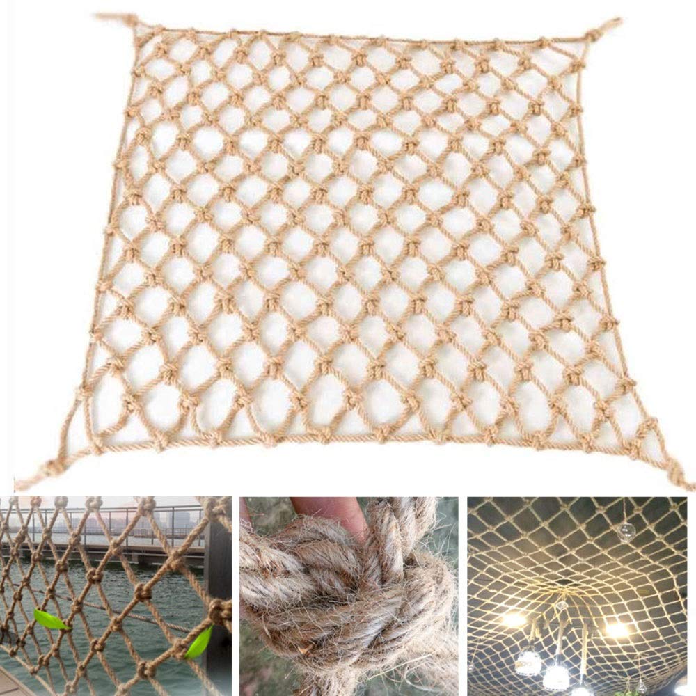 Sicherheitsseilnetz, Anti-Fall Net Rope Net Children's Pet Safety Net, Jute Twine String Netting Decorative Hemp Net Decking Rope(0.5x2m) von YUEKOPOU