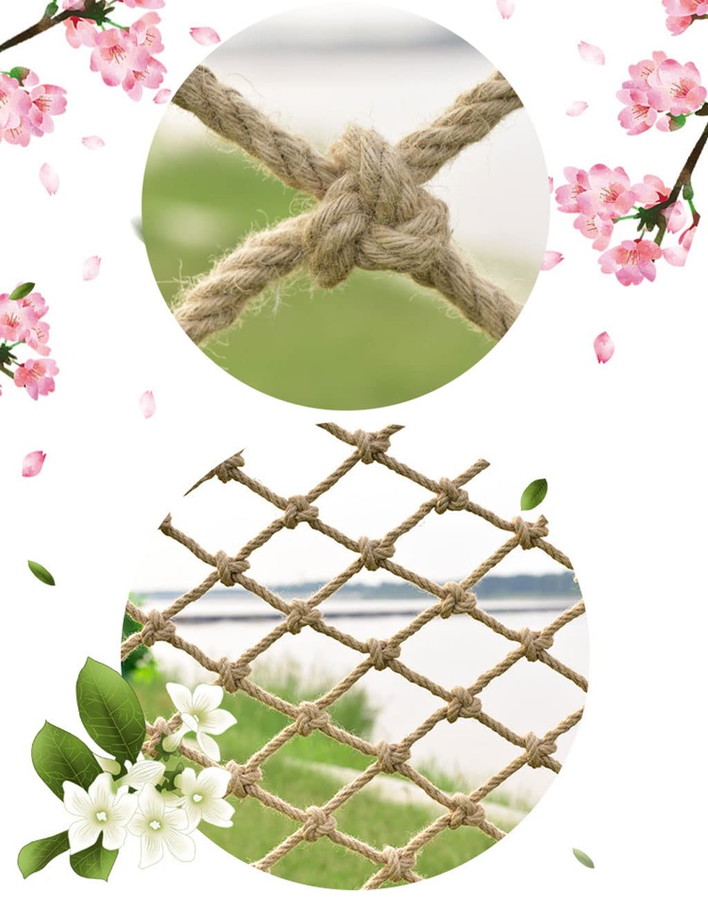 Sicherheitsseilnetz, Treehouse Climbing Jute Hemp Rope Netting,Kids Safety Net,Indoor Ceiling Decor Net,Stair Anti Falling Net,Heavy Duty Rope Cargo Net,(0.5Mx4M(1.64FTx13.12FT)) von YUEKOPOU