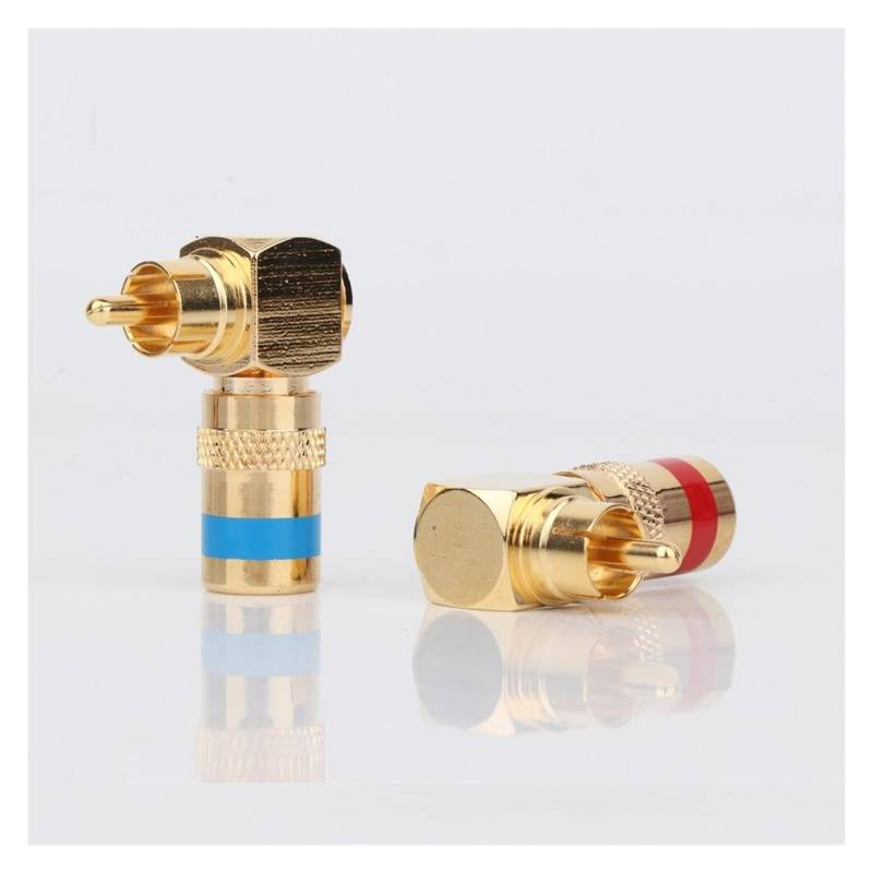 YUEKOPOU Bananen-Lautsprecher-Stecker, Bananen-Kab 2pcs 24K Gold 90 Degree Right Angle Speaker Plugs Audio Jack Connector for Musical HiFi Audio von YUEKOPOU