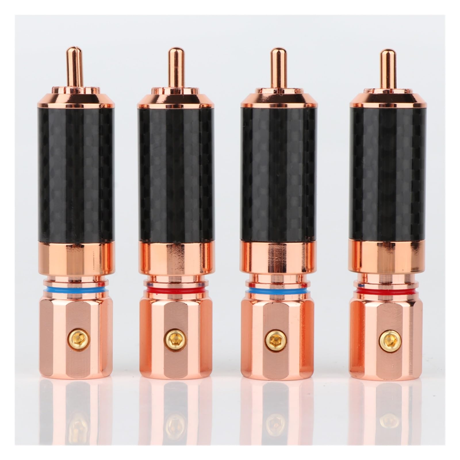 YUEKOPOU Bananen-Lautsprecher-Stecker, Bananen-Kab 4 Pieces Rose Gold Plated Audio Plug Connector Screw Locking Plug von YUEKOPOU