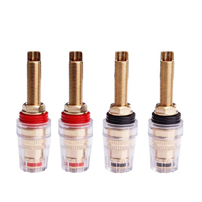 YUEKOPOU Bananen-Lautsprecher-Stecker, Bananen-Kab 4Pcs Brass Crystal Binding Post for Thread Audio Speaker Amplifier 4mm Banana Plug Terminals Connector HiFi Audio DIY(Big Long) von YUEKOPOU