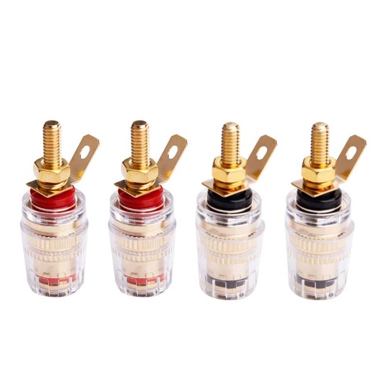 YUEKOPOU Bananen-Lautsprecher-Stecker, Bananen-Kab 4Pcs Brass Crystal Binding Post for Thread Audio Speaker Amplifier 4mm Banana Plug Terminals Connector HiFi Audio DIY(Small Long) von YUEKOPOU