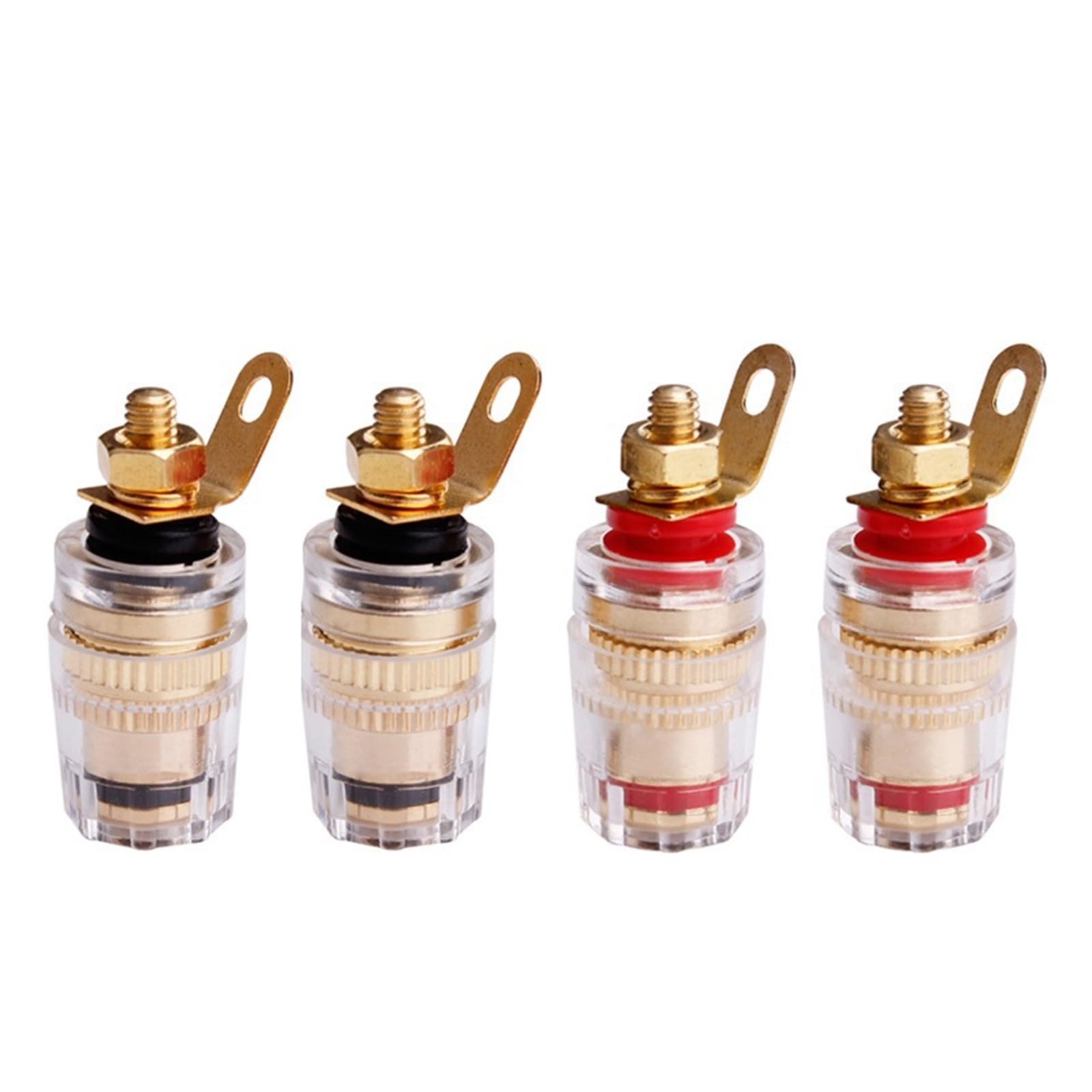 YUEKOPOU Bananen-Lautsprecher-Stecker, Bananen-Kab 4Pcs Brass Crystal Binding Post for Thread Audio Speaker Amplifier 4mm Banana Plug Terminals Connector HiFi Audio DIY(Small Short) von YUEKOPOU