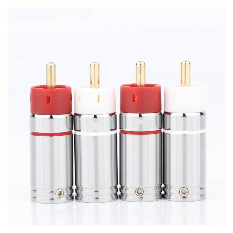 YUEKOPOU Bananen-Lautsprecher-Stecker, Bananen-Kab 4Pcs Pure Copper Star Line Silver Plated Plugs Audio Signal Connectors Plug(Chrome) von YUEKOPOU