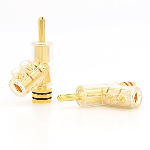 YUEKOPOU Bananen-Lautsprecher-Stecker, Bananen-Kab 4pcs/Set High Performance 24K Gold Plated Audio Banana Connectors 45 Dgree Locking Banana von YUEKOPOU