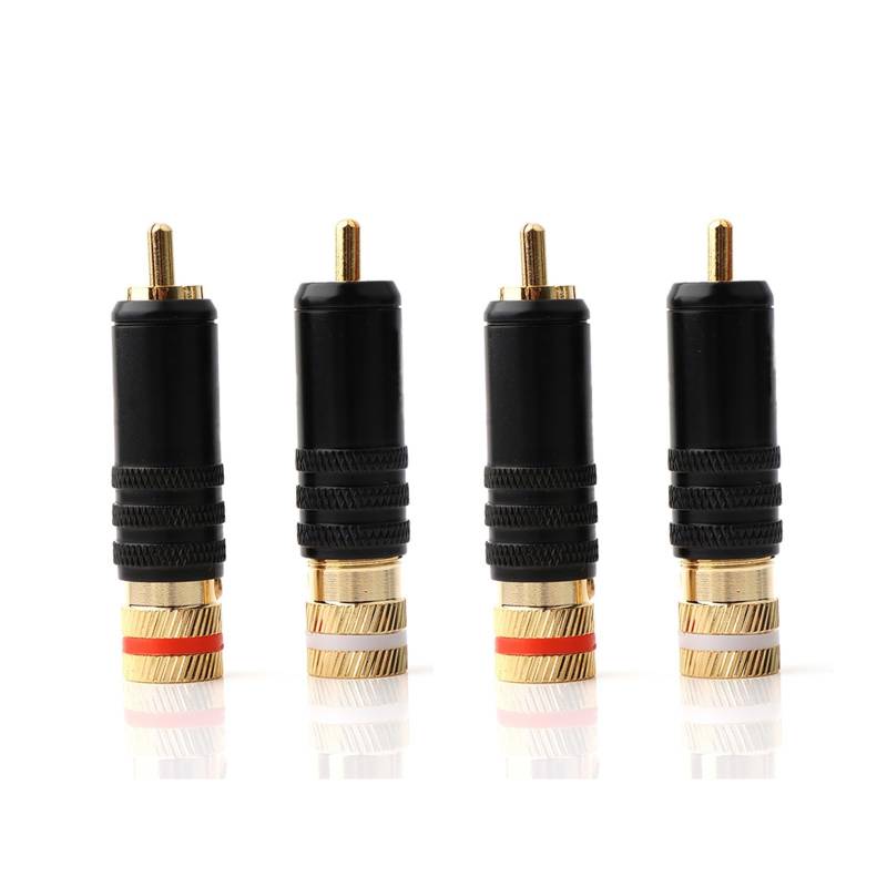 YUEKOPOU Bananen-Lautsprecher-Stecker, Bananen-Kab 4pcs 24k Gold Plated Plug HiFi Audio Plug Connector von YUEKOPOU