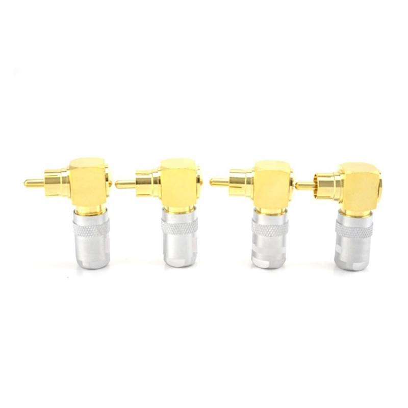 YUEKOPOU Bananen-Lautsprecher-Stecker, Bananen-Kab 4pcs Audio Grade Gold Plated Right Angle Terminal Unsolder Screw Locking Male Plug Connector von YUEKOPOU