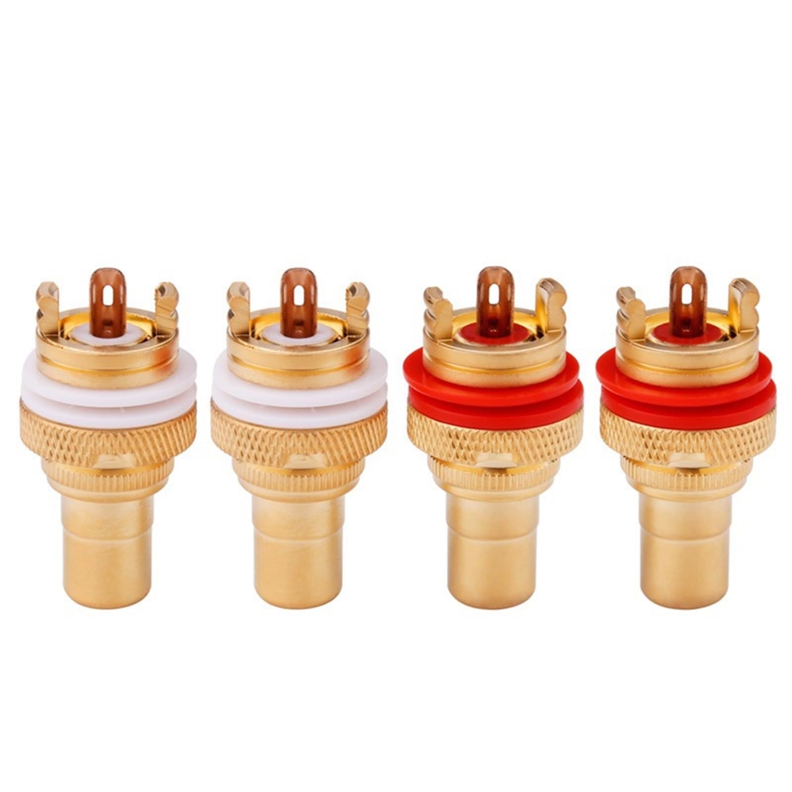 YUEKOPOU Bananen-Lautsprecher-Stecker, Bananen-Kab 4pcs Female Socket Chassis CMC Connector Rhodium Plated Copper Jack 32mm Copper Plug HiFi White Red Audio Jacks(Gold) von YUEKOPOU