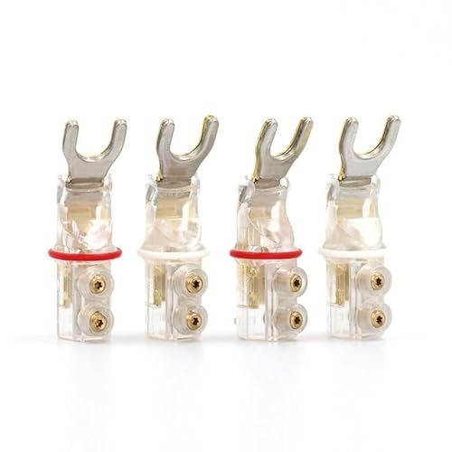 YUEKOPOU Bananen-Lautsprecher-Stecker, Bananen-Kab 4pcs Pure Copper Spade Plugs Gold Plated Spade Connector Loudspeaker Cable Connector Plug von YUEKOPOU