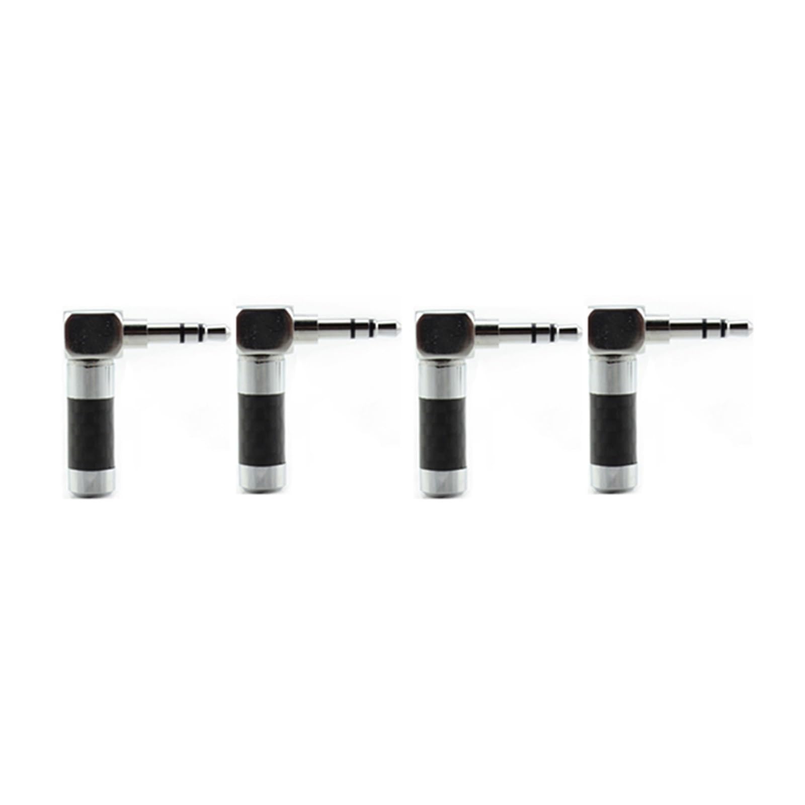 YUEKOPOU Bananen-Lautsprecher-Stecker, Bananen-Kab 4pcs Rhodium Plated Audio 3.5mm 3 Pole Stereo Male Plug Carbon Fiber 90 Degree Adapter Solder Connector von YUEKOPOU