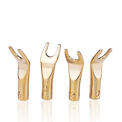 YUEKOPOU Bananen-Lautsprecher-Stecker, Bananen-Kab 8PCS Y Type Banana Plugs Gold Plated Speaker Plug Wire Male Copper Connectors Set Audio Loudspeaker Amplifier Adapters von YUEKOPOU