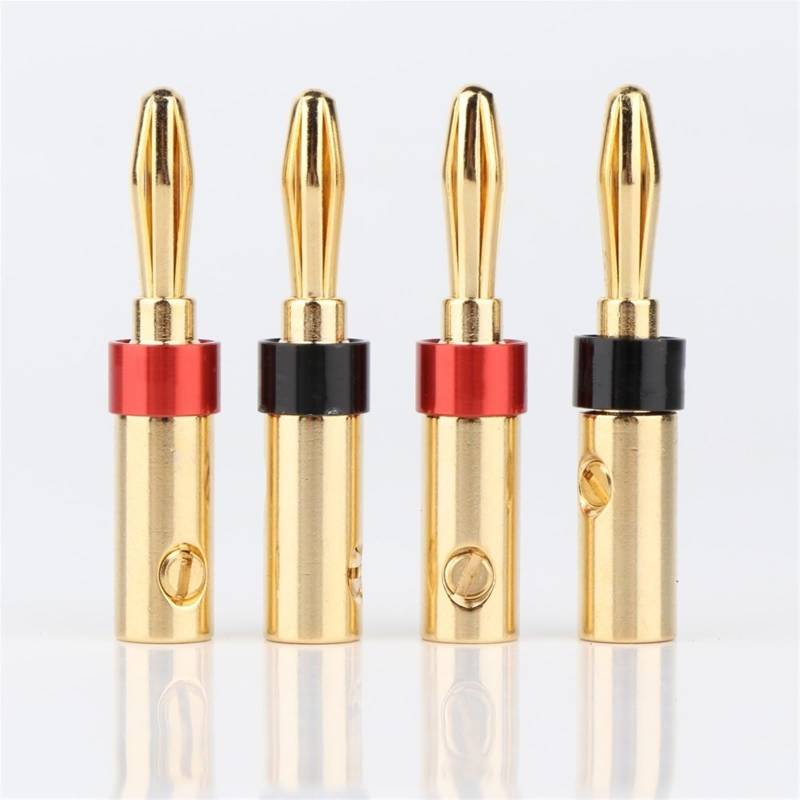 YUEKOPOU Bananen-Lautsprecher-Stecker, Bananen-Kab 8pcs Gold-Plated Banana Plugs 4mm Banana Plug for Video Speaker Adapter Audio von YUEKOPOU