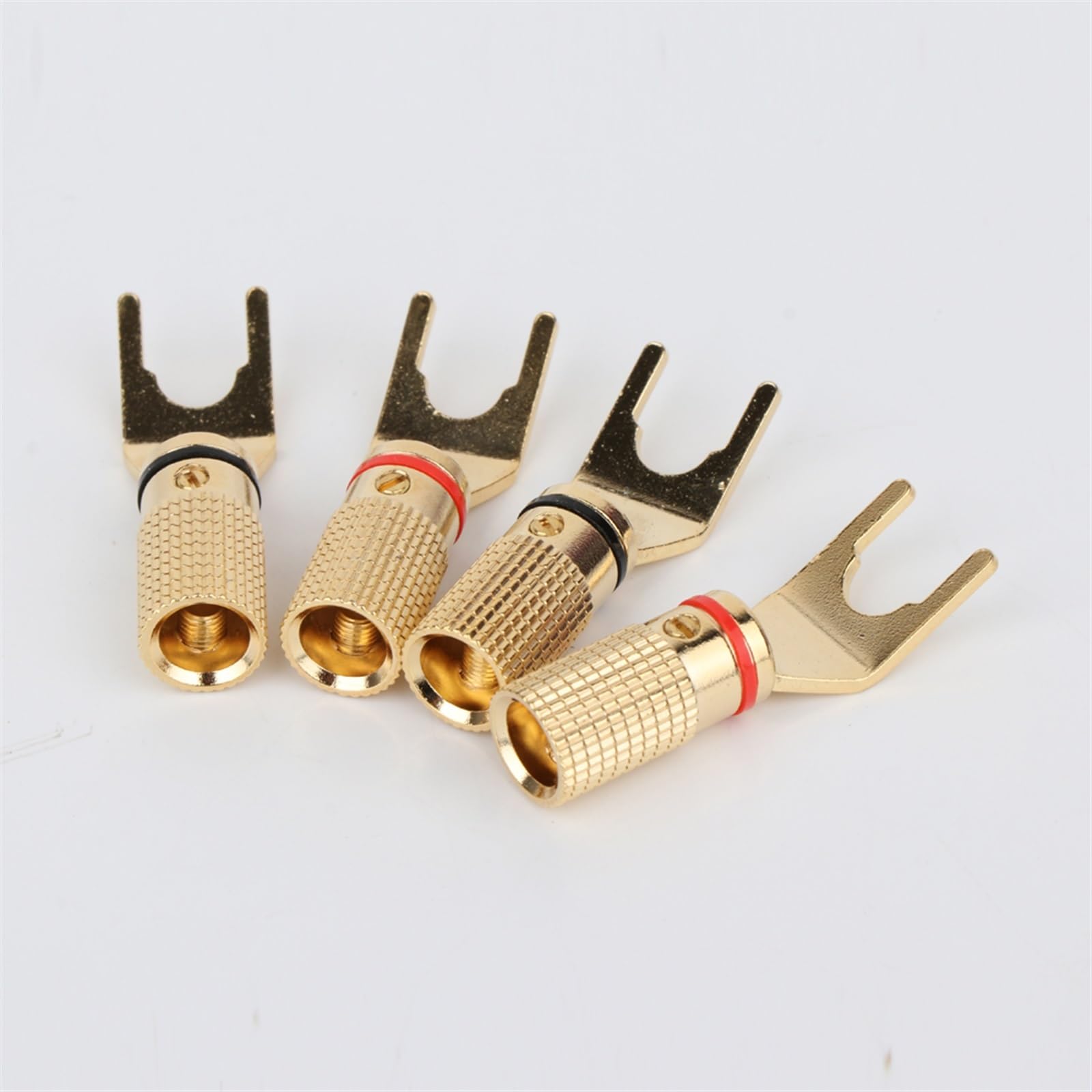 YUEKOPOU Bananen-Lautsprecher-Stecker, Bananen-Kab 8pcs Y Spade Speaker Connectors Gold Plated HiFi Y Spade Plug Gold Audio Fork Spade Connectors von YUEKOPOU