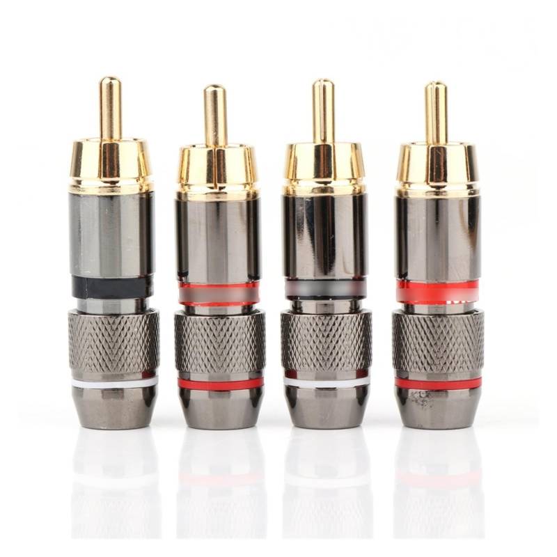 YUEKOPOU Bananen-Lautsprecher-Stecker, Bananen-Kab HiFi 8Pcs Plug Gold Plated 6mm Male Double Self-Locking Lotus Wire Connectors Audio Adapter von YUEKOPOU