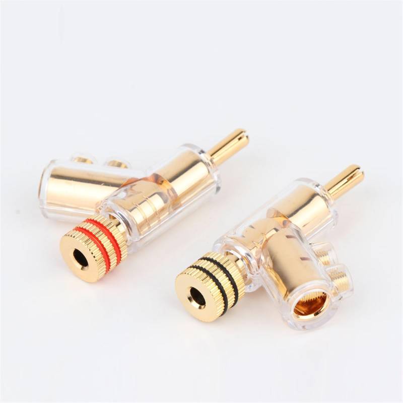 YUEKOPOU Bananen-Lautsprecher-Stecker, Bananen-Kab HiFi Audio Gold Plated Banana Lock Plugs HiFi Speaker Banana Connector von YUEKOPOU